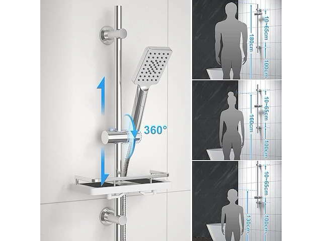 Görbach roestvrijstalen doucheset met doucheplank - afbeelding 4 van  4