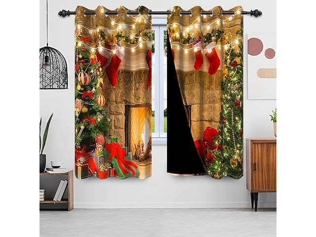 Gordijnen kerstmis (set van 2) - afbeelding 1 van  3