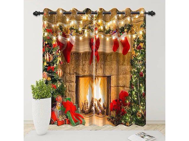 Gordijnen kerstmis (set van 2) - afbeelding 3 van  3