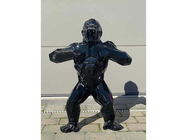 Gorilla bonzend origami zwart h80cm - afbeelding 1 van  1