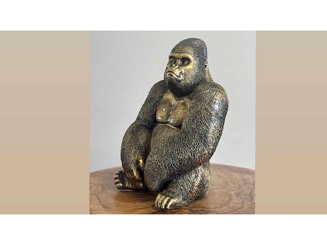Gorilla zit goud h23cm - afbeelding 3 van  3