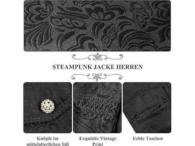 Gothic tailcoat jas (xlarge) - afbeelding 3 van  3