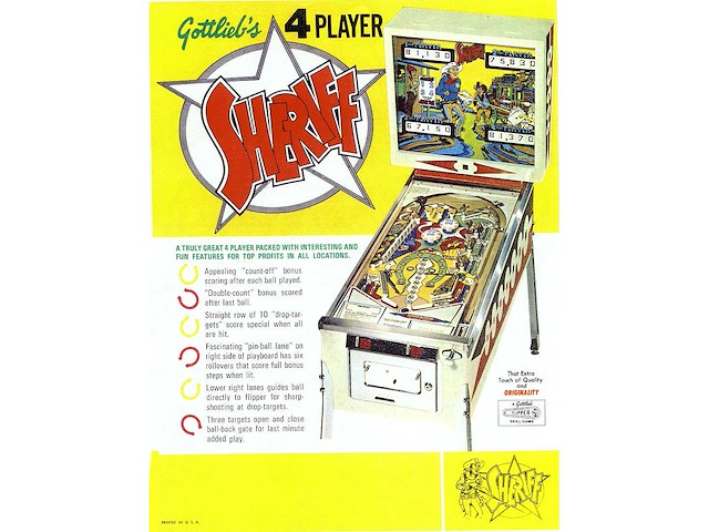 Gottlieb - sheriff - flipperkast - afbeelding 8 van  8