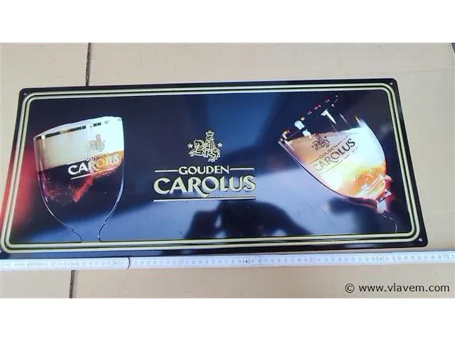 Gouden carolus origineel reclamebord metaal - afbeelding 1 van  5