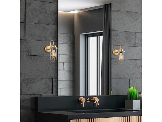 Gouden metalen wandlamp (x2) - afbeelding 4 van  9