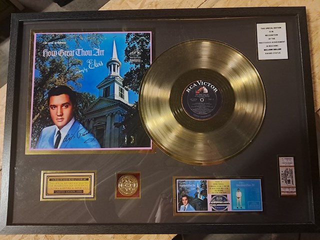 Gouden plaat elvis presley xl kader ( 730mm - 540mm ) - afbeelding 1 van  5