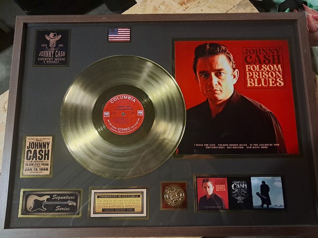 Gouden plaat johnny cash xl kader ( 730mm - 541mm ) - afbeelding 1 van  5