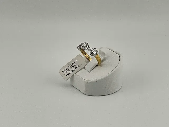 Gouden ring, kt: 18, maat: 54, voorzien van diamant - afbeelding 1 van  5