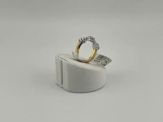 Gouden ring, kt: 18, maat: 54, voorzien van diamant - afbeelding 4 van  5
