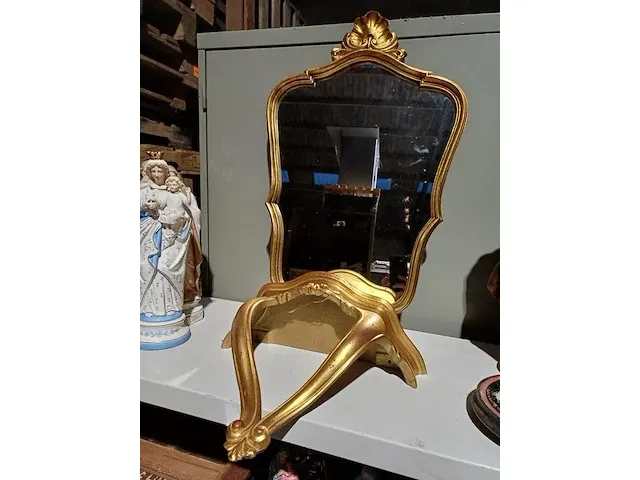 Goudkleurige spiegel + console - afbeelding 1 van  1