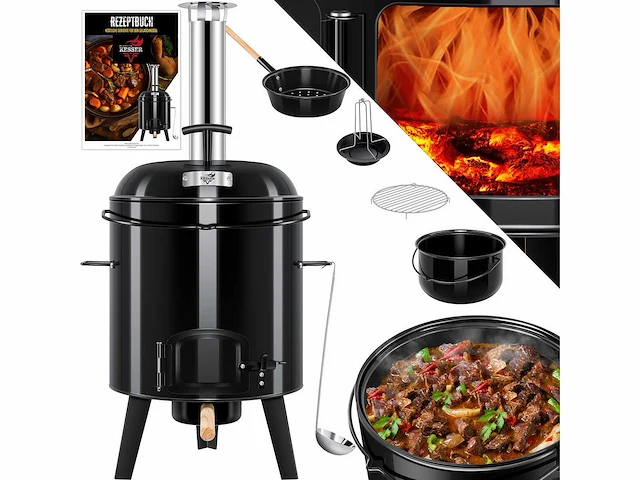 Goulash waterkoker met grill / goulash pot / goulash pot met grill functie kugelgrill grill oven + kippenpan 8 l - afbeelding 1 van  5