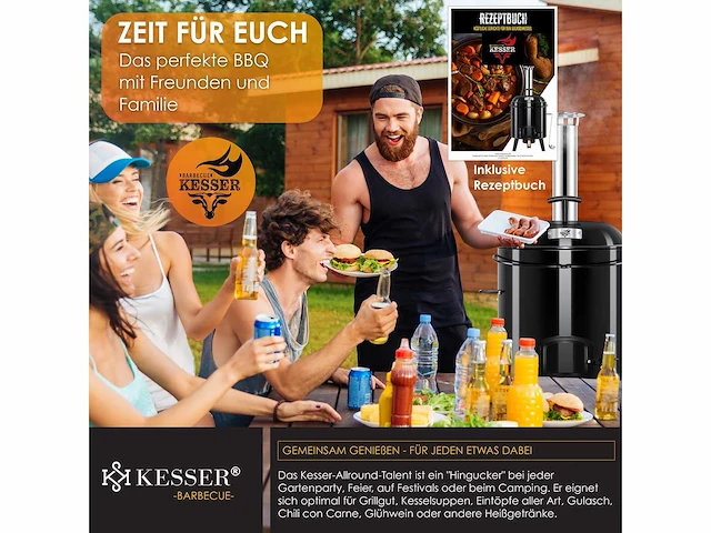 Goulash waterkoker met grill / goulash pot / goulash pot met grill functie kugelgrill grill oven + kippenpan 8 l - afbeelding 5 van  5