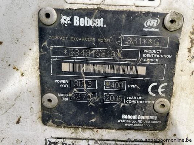 Graafmachine bobcat, type 331**g, sn 234316319, bj 2006 - afbeelding 6 van  7