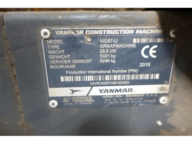 Graafmachine yanmar vio57-u - afbeelding 2 van  12