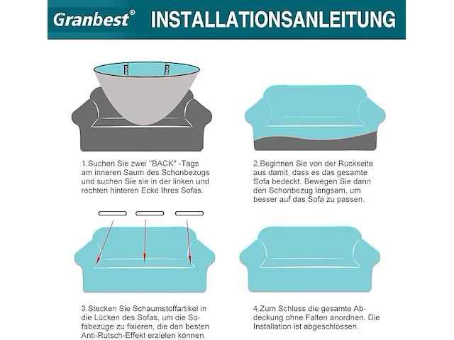 Granbest high stretch bankovertrek 4 zit - afbeelding 3 van  4