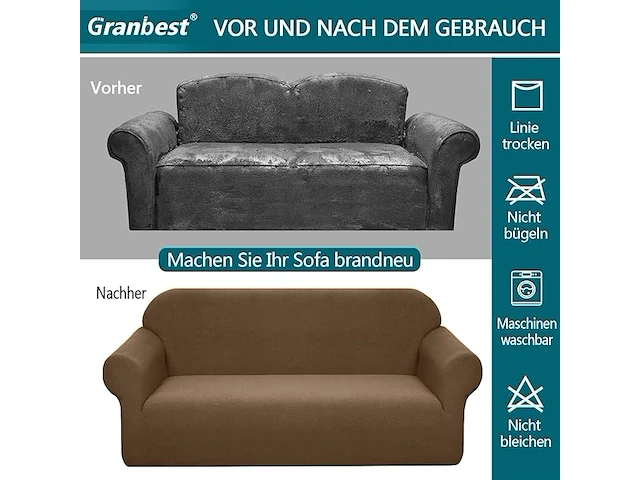 Granbest stretch waterdichte bankovertrek 3 zit - afbeelding 4 van  5