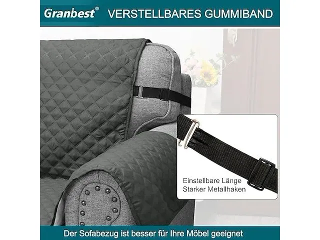 Granbest waterafstotende oversized bankbeschermer 4-zits - afbeelding 3 van  4