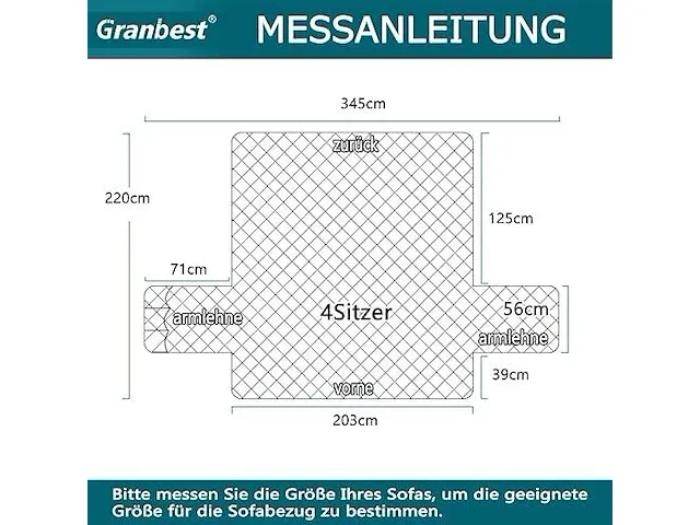 Granbest waterafstotende oversized bankbeschermer 4-zits - afbeelding 4 van  4