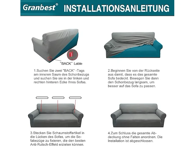 Granbest waterdichte bankovertrek 3 zit - afbeelding 3 van  4