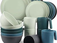 Greentainer onbreekbaar plastic serviesset 24delig multicolour - afbeelding 1 van  3