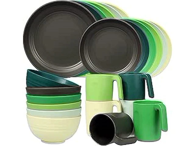Greentainer onbreekbare plastic serviessets, 24 stuks - afbeelding 1 van  4