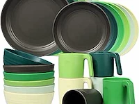 Greentainer onbreekbare plastic serviessets, 24 stuks - afbeelding 1 van  4