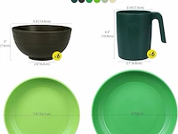 Greentainer onbreekbare plastic serviessets, 24 stuks - afbeelding 3 van  4
