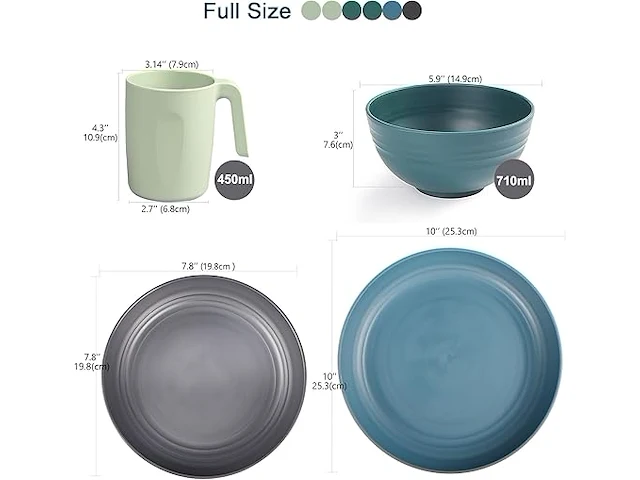 Greentainer plastic serviesset (24delig multicolour) - afbeelding 2 van  3