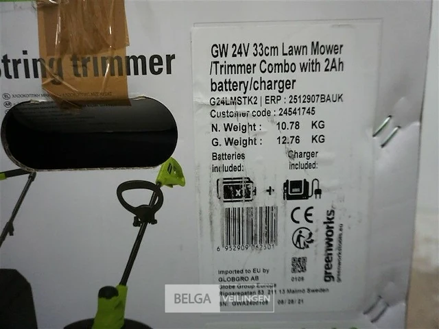 Greenworks 24v grasmaaier incl 1x 24 volt 2.0ah accu en lader - afbeelding 2 van  2
