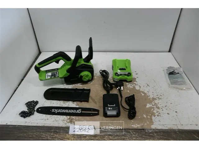 Greenworks g24cs25k2 24v accu kettingzaag met 24v batterij en 24v acculader - afbeelding 1 van  5