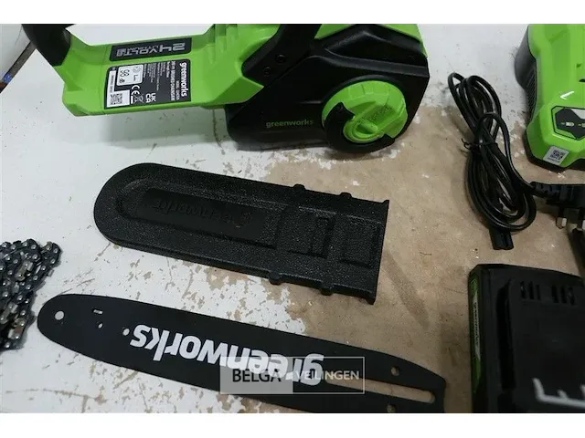 Greenworks g24cs25k2 24v accu kettingzaag met 24v batterij en 24v acculader - afbeelding 2 van  5
