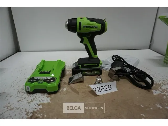 Greenworks g24hg accu heteluchtpistool met 24v batterij en 24v acculader - afbeelding 1 van  4