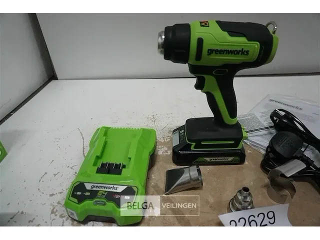 Greenworks g24hg accu heteluchtpistool met 24v batterij en 24v acculader - afbeelding 3 van  4