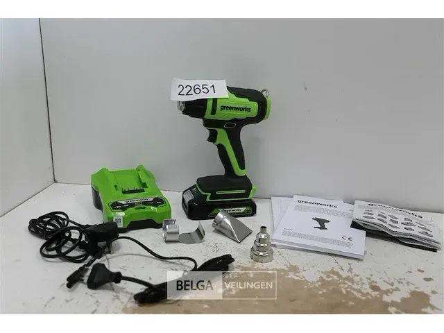 Greenworks g24hg accu heteluchtpistool met 24v batterij en 24v acculader - afbeelding 1 van  5