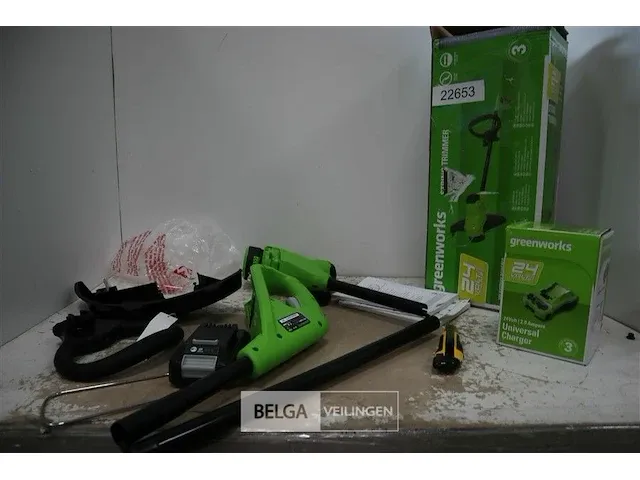 Greenworks g24lt25k2 accu grastrimmer met 24v batterij en 24v acculader - afbeelding 1 van  4
