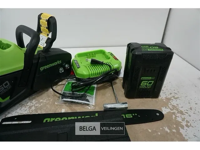 Greenworks gd60cs40k4 accu kettingzaag met 60v batterij en 60v acculader - afbeelding 3 van  3