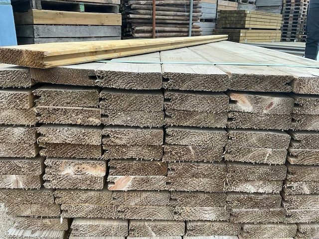 Grenen geïmpregneerde eind groef planken 3,2x12,5x180 eind groef planken (77x) - afbeelding 3 van  4