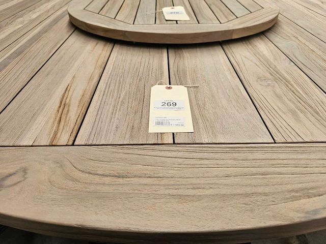 Greywash teak tuintafel rio xl dia 180cm met brede planken - afbeelding 4 van  4