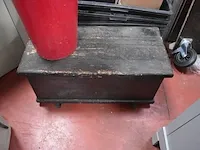 Grijs houten commode 3 laden, laden kastje 9 laden, oude dekenkist , 1 bloempot - afbeelding 3 van  11