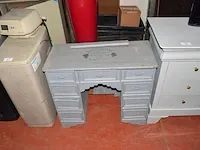 Grijs houten commode 3 laden, laden kastje 9 laden, oude dekenkist , 1 bloempot - afbeelding 10 van  11