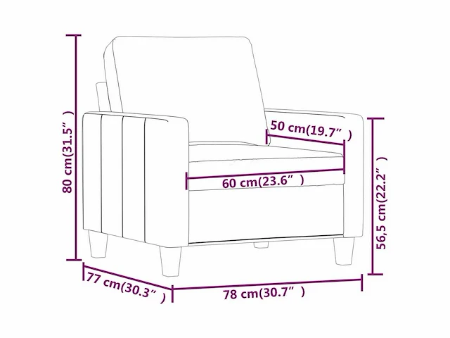Grijze fauteuil 60 cm imitatieleer - afbeelding 9 van  9
