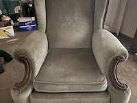 Groen/ grijze fauteuil - vintage - zeer stevig - afbeelding 1 van  4