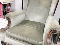 Groen/ grijze fauteuil - vintage - zeer stevig - afbeelding 2 van  4