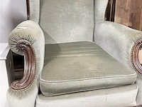 Groen/ grijze fauteuil - vintage - zeer stevig - afbeelding 3 van  4
