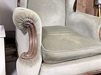 Groen/ grijze fauteuil - vintage - zeer stevig - afbeelding 4 van  4