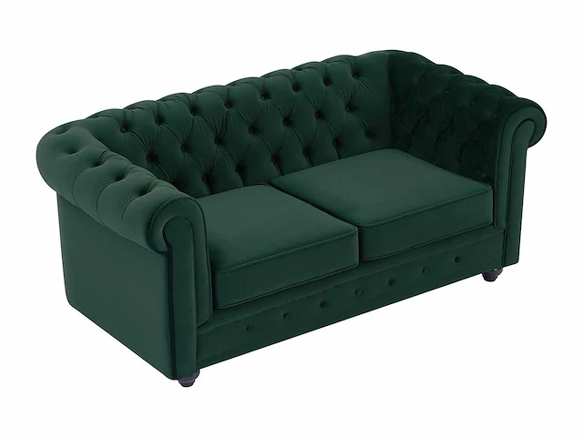 Groene fluwelen 2-zitsbank - afbeelding 2 van  6