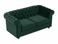 Groene fluwelen 2-zitsbank - afbeelding 2 van  6