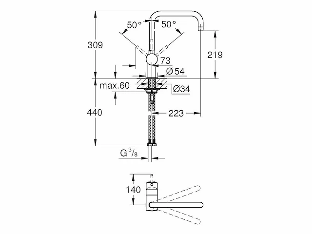 Grohe - vento 30429000 - keukenmengkraan - afbeelding 3 van  3