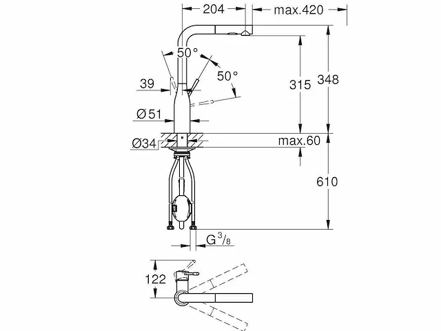 Grohe essence new 30270gn0 keukenmengkraan - afbeelding 3 van  3