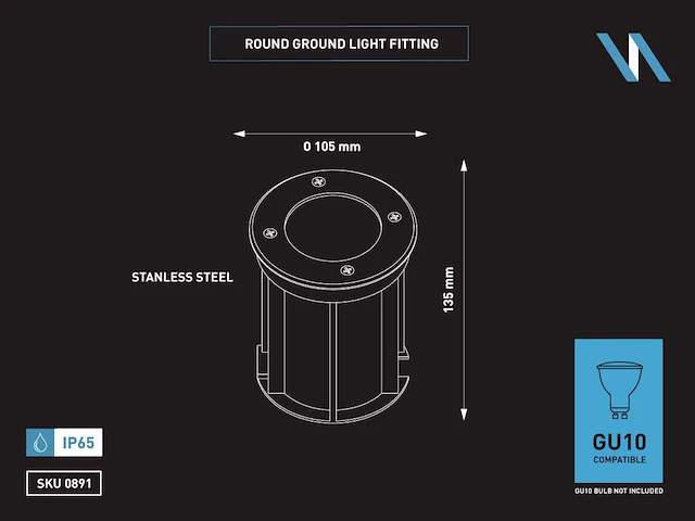 Grondspot gu10 fitting rond (12x) - afbeelding 6 van  6